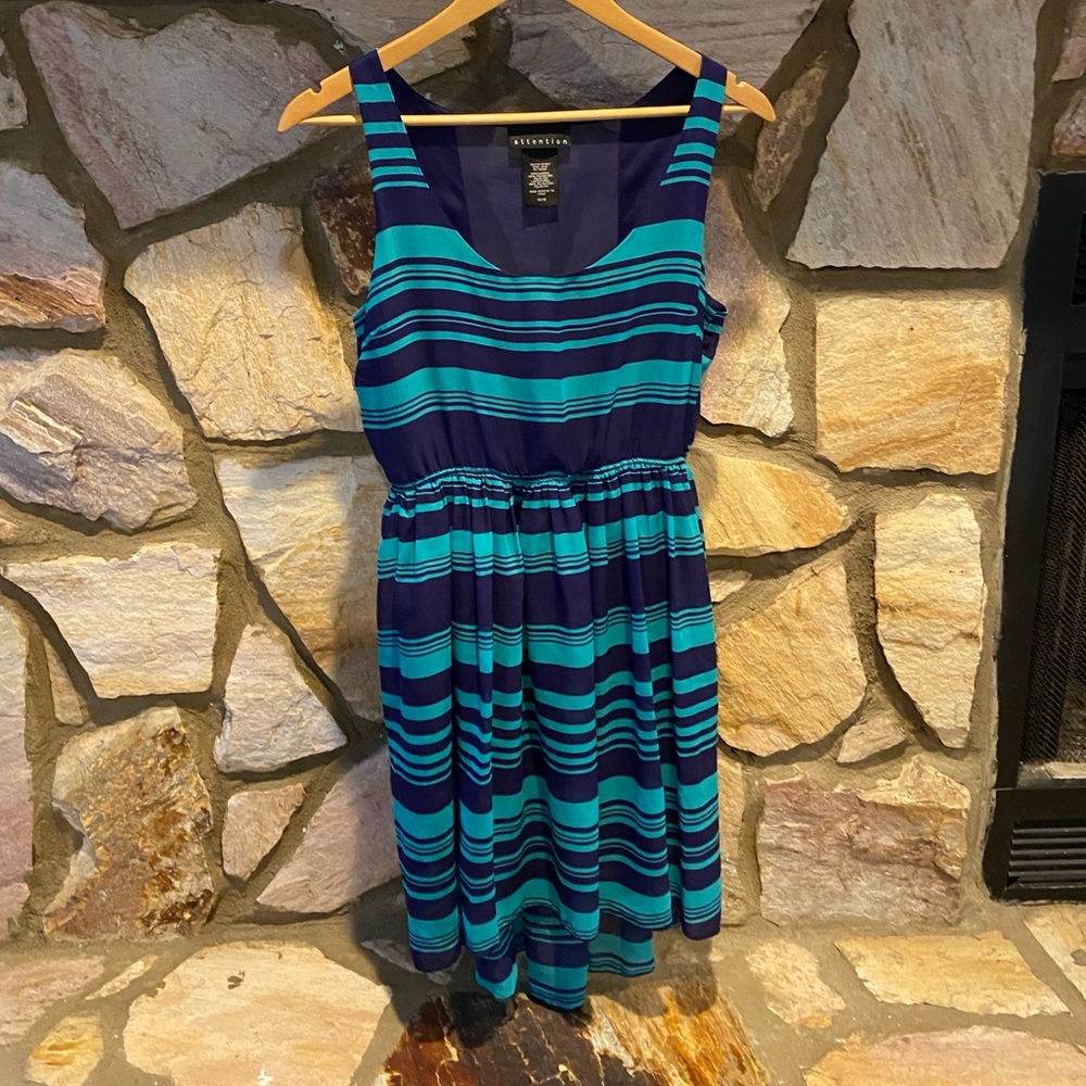 Dark Blue & Teal Striped Dress Size XS